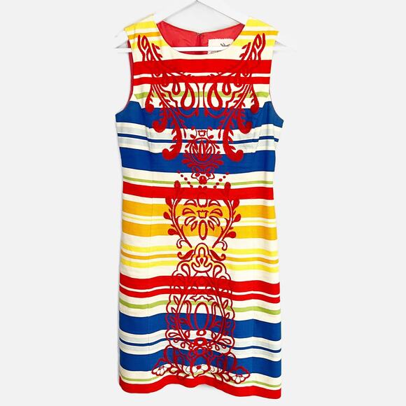 Tabitha Embroidered Striped Shift Dress Size 2 - Picture 2 of 5